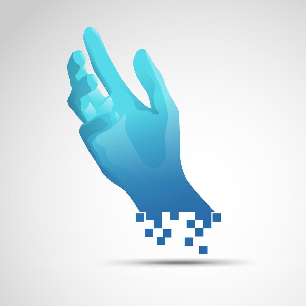 digital blue hand vector