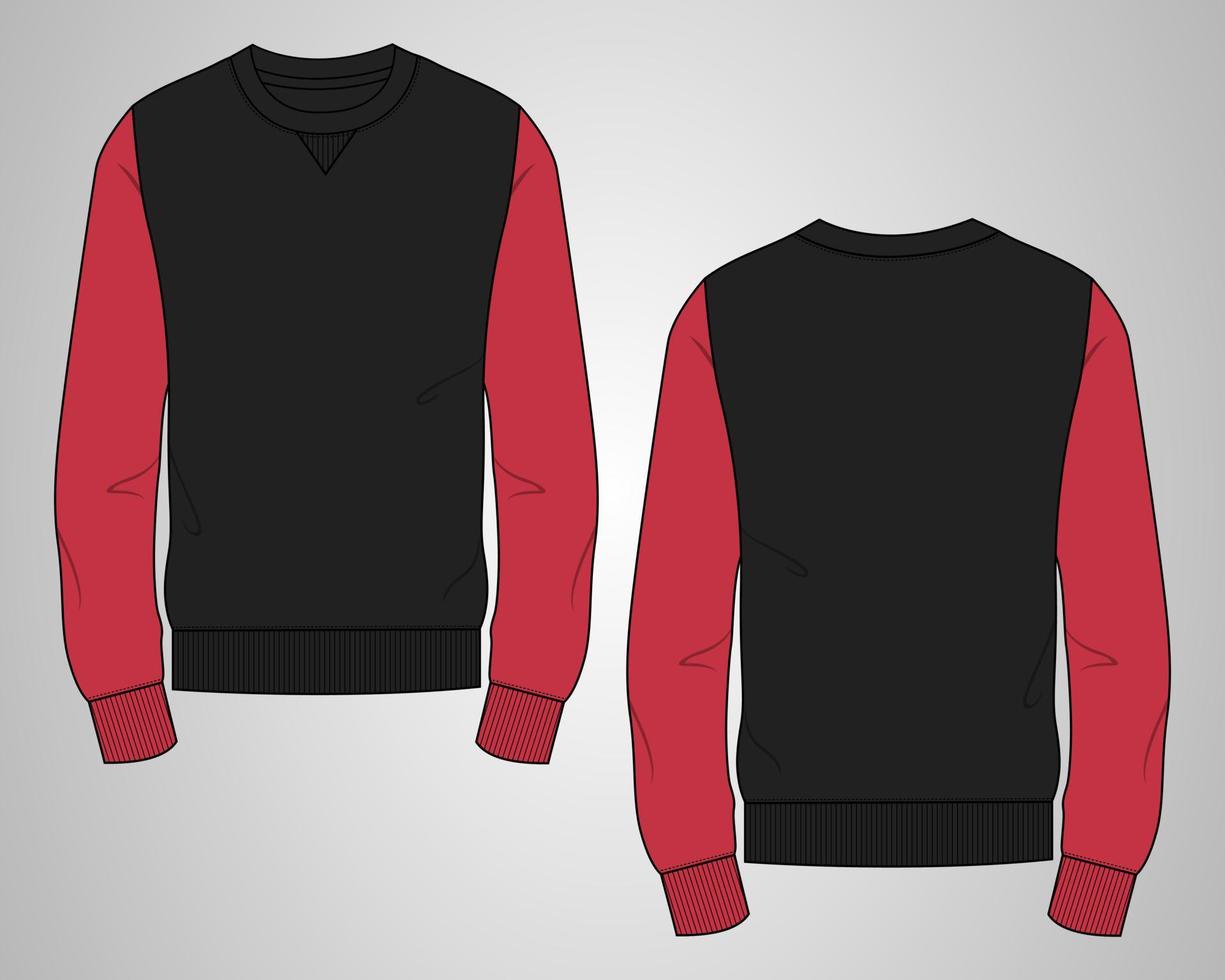 Long sleeve Sweatshirt technical fashion flat sketch vector illustration template