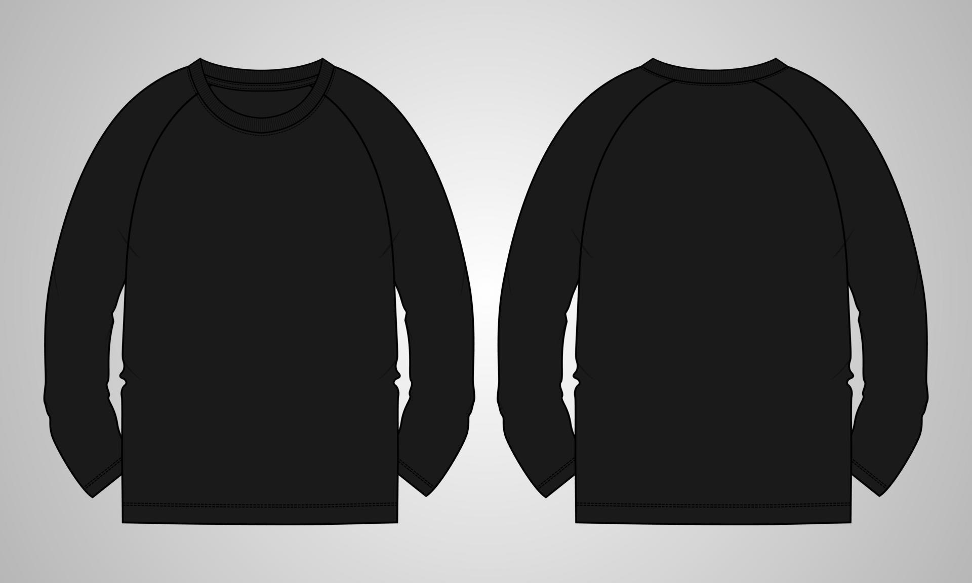 Long sleeve Raglan T shirt technical fashion flat sketch vector ...