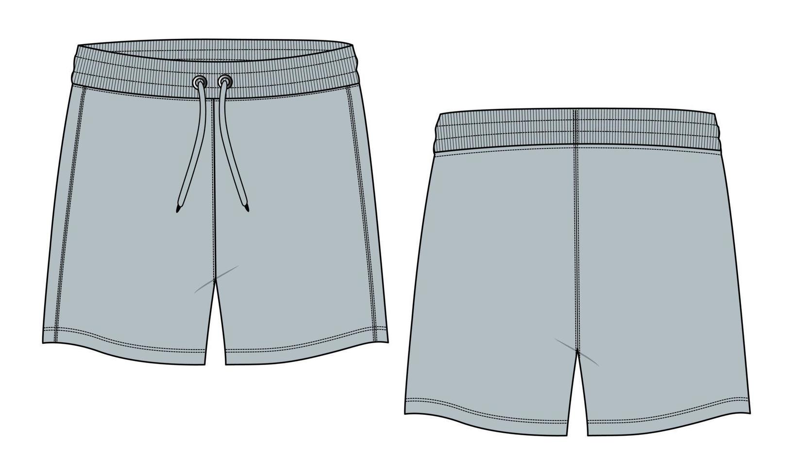 Boys Sweat Shorts pant Technical Drawing fashion flat sketch vector illustration template.