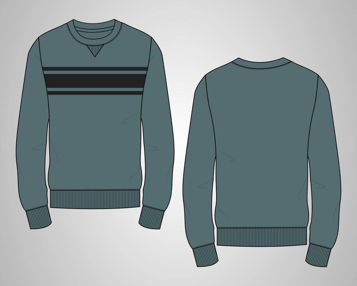 Long sleeve Sweatshirt technical fashion flat sketch vector illustration template