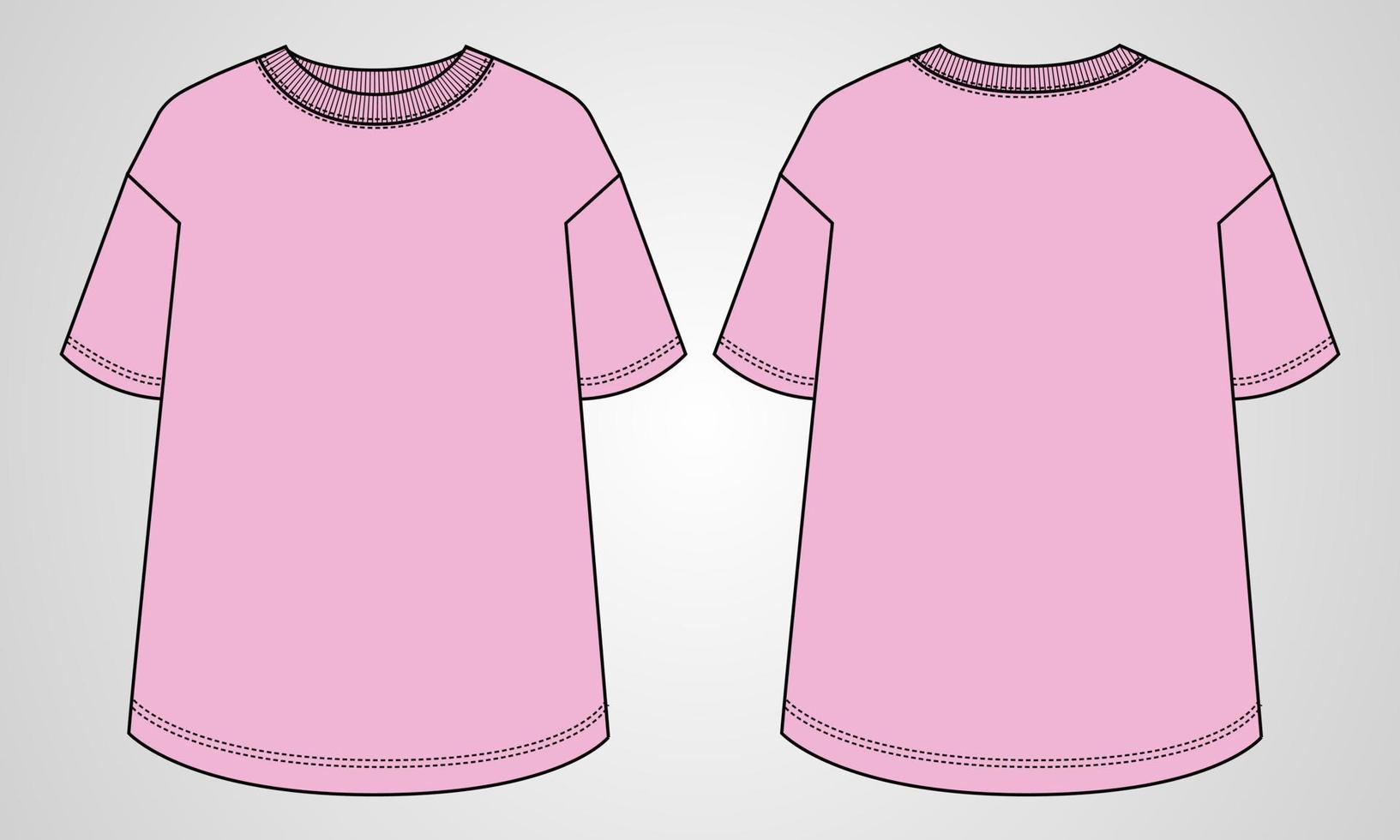 camiseta de manga corta tops planos de moda técnica plantilla de ilustración vectorial para damas vector