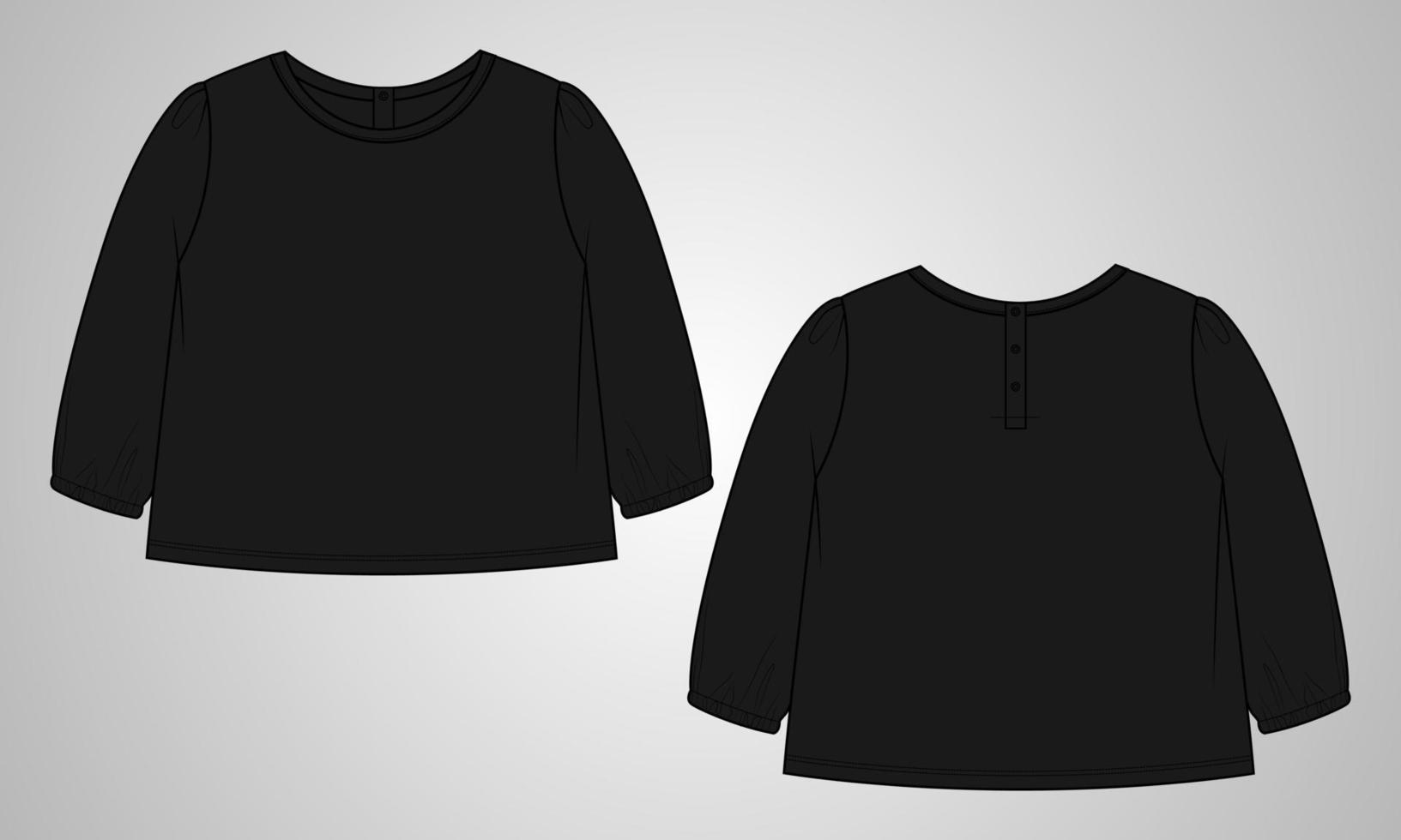 Long sleeve t shirt tops blouse vector illustration template for baby girls.