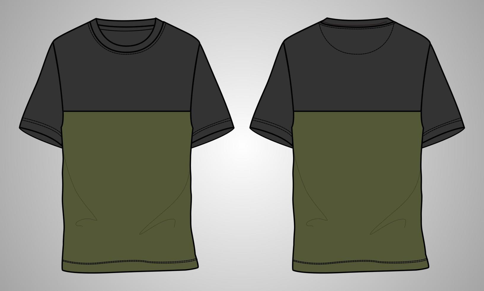 Short sleeve t shirt technical fashion flat sketch vector illustration template front and back views