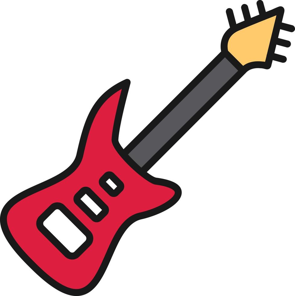 Electric Guitar Line Filled vector