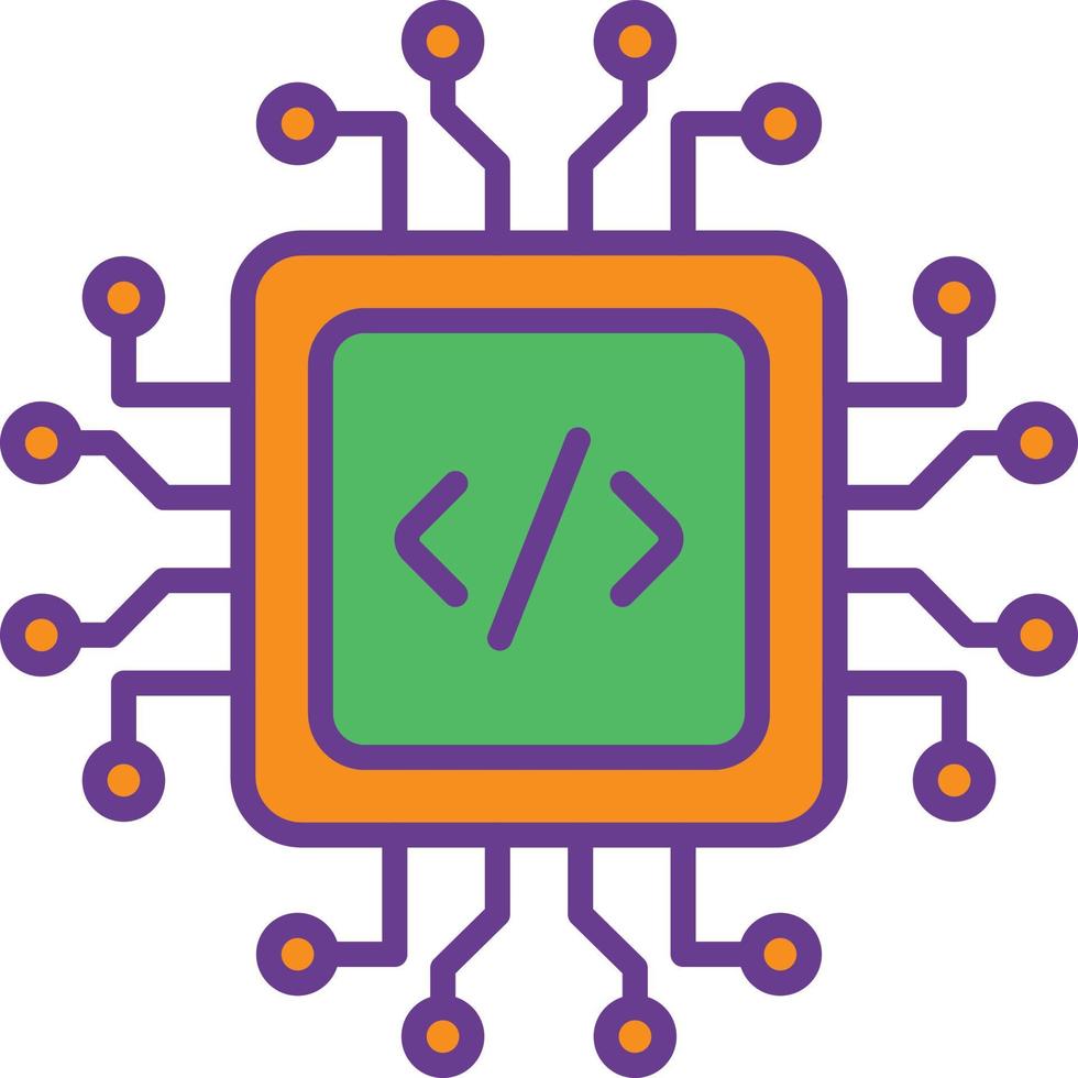 Cpu Line Filled Two Color vector
