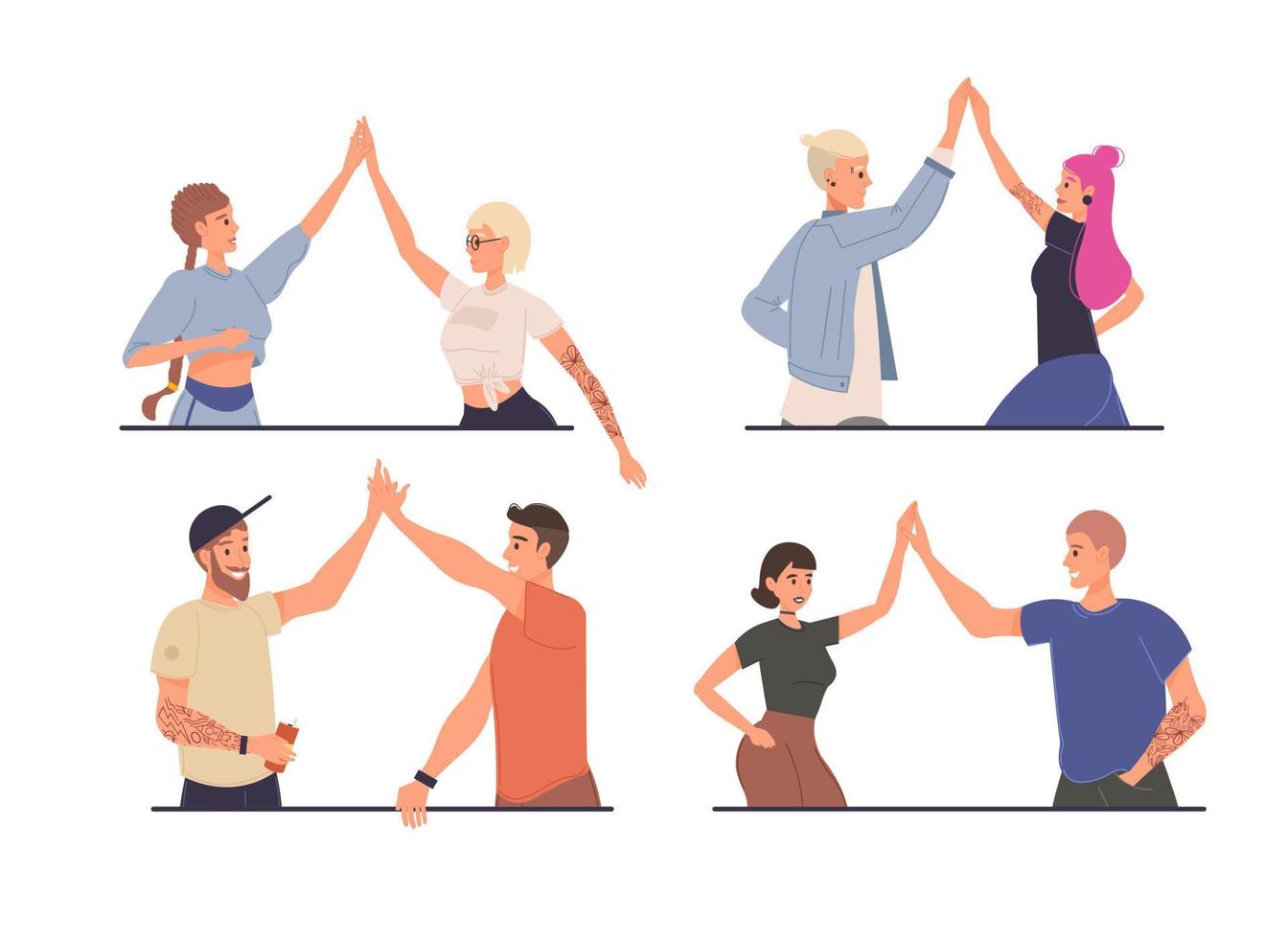Flat cartoon characters set vector illustration concept