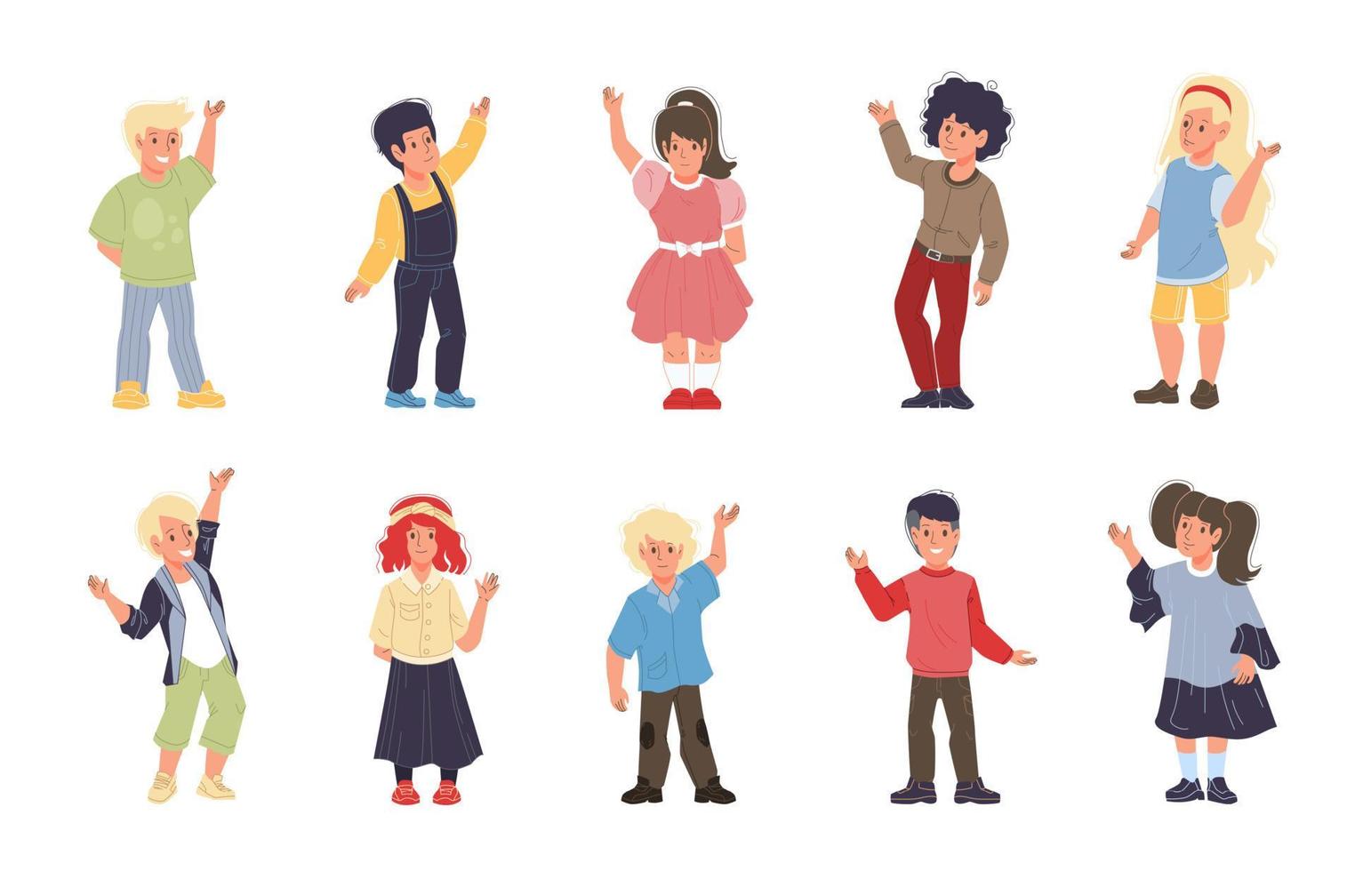 Flat cartoon characters set vector illustration concept