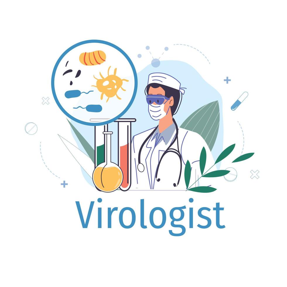 Flat cartoon doctor character vector illustration concept
