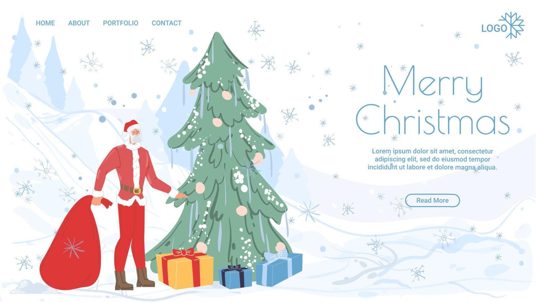 Flat cartoon Santa Claus happy holidays concept vector