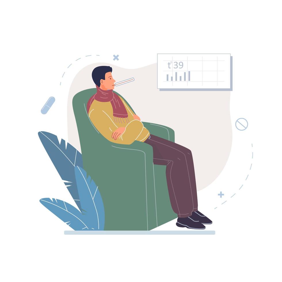 Flat cartoon patient character vector illustration concept