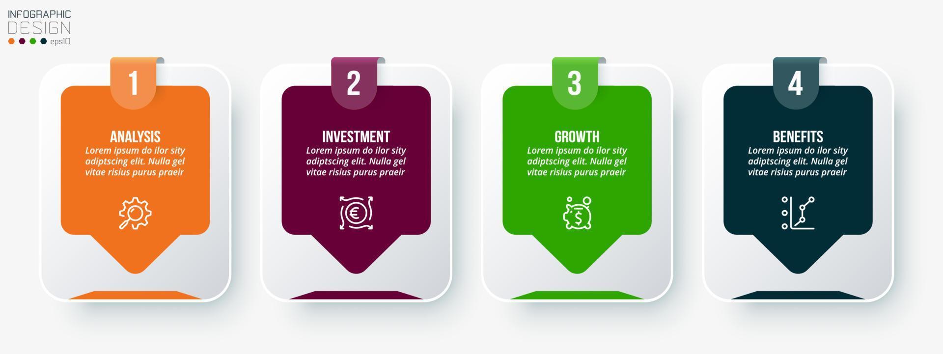 concepto de negocio de plantilla infográfica con paso. vector