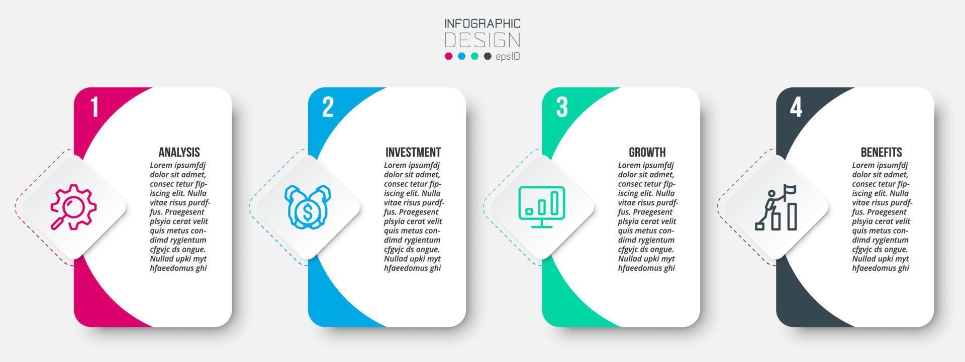 concepto de negocio de plantilla infográfica con paso. vector