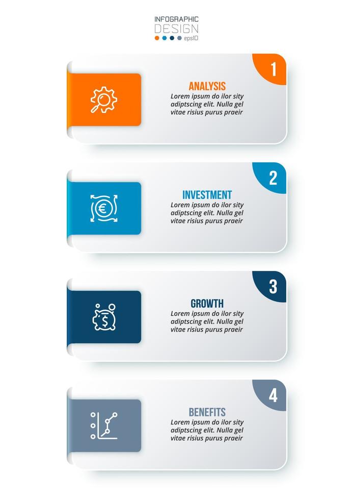 concepto de negocio de plantilla infográfica con flujo de trabajo. vector