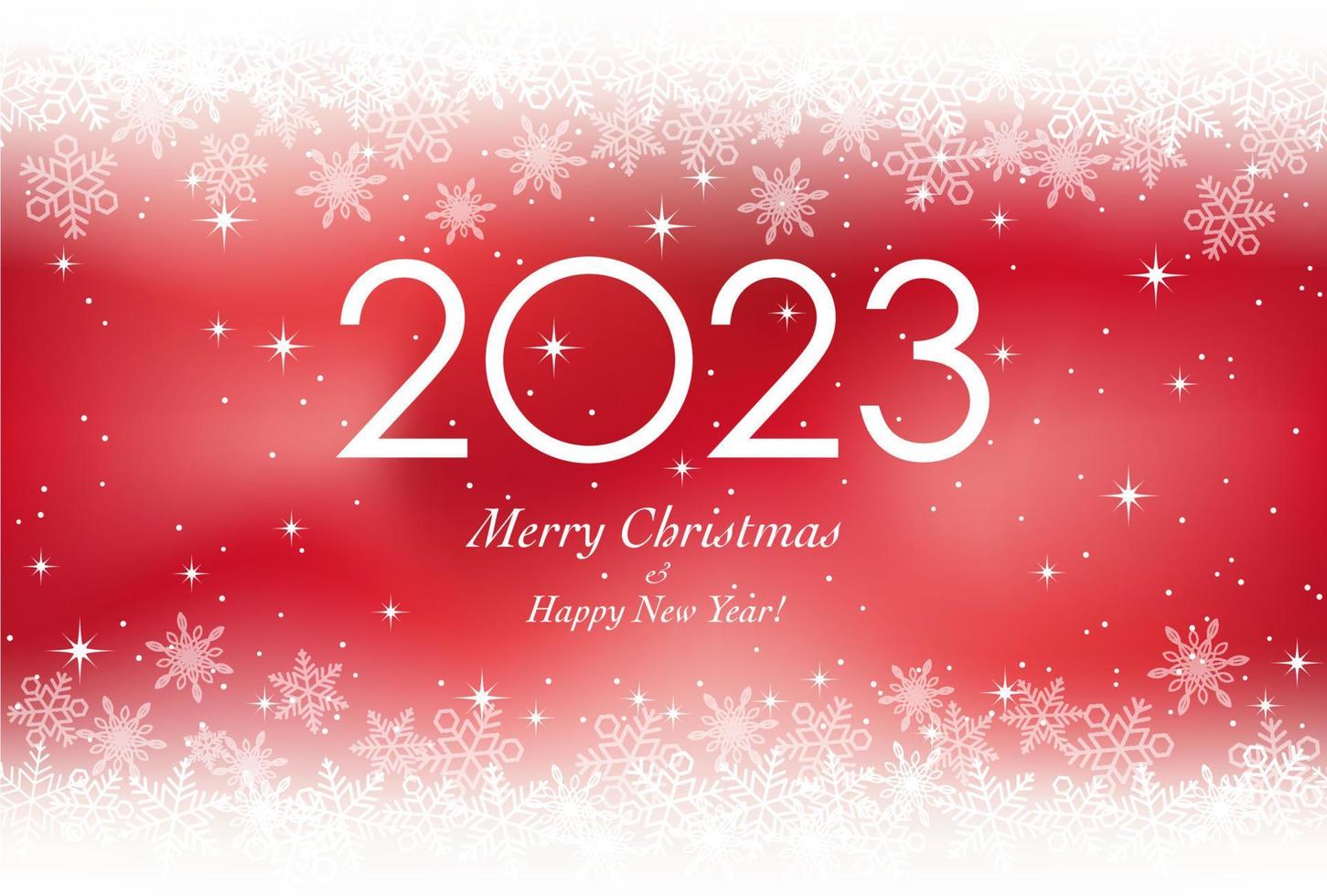 The Year 2023 New Years Card With Snowflakes On A Red Background, Vector Illustration.