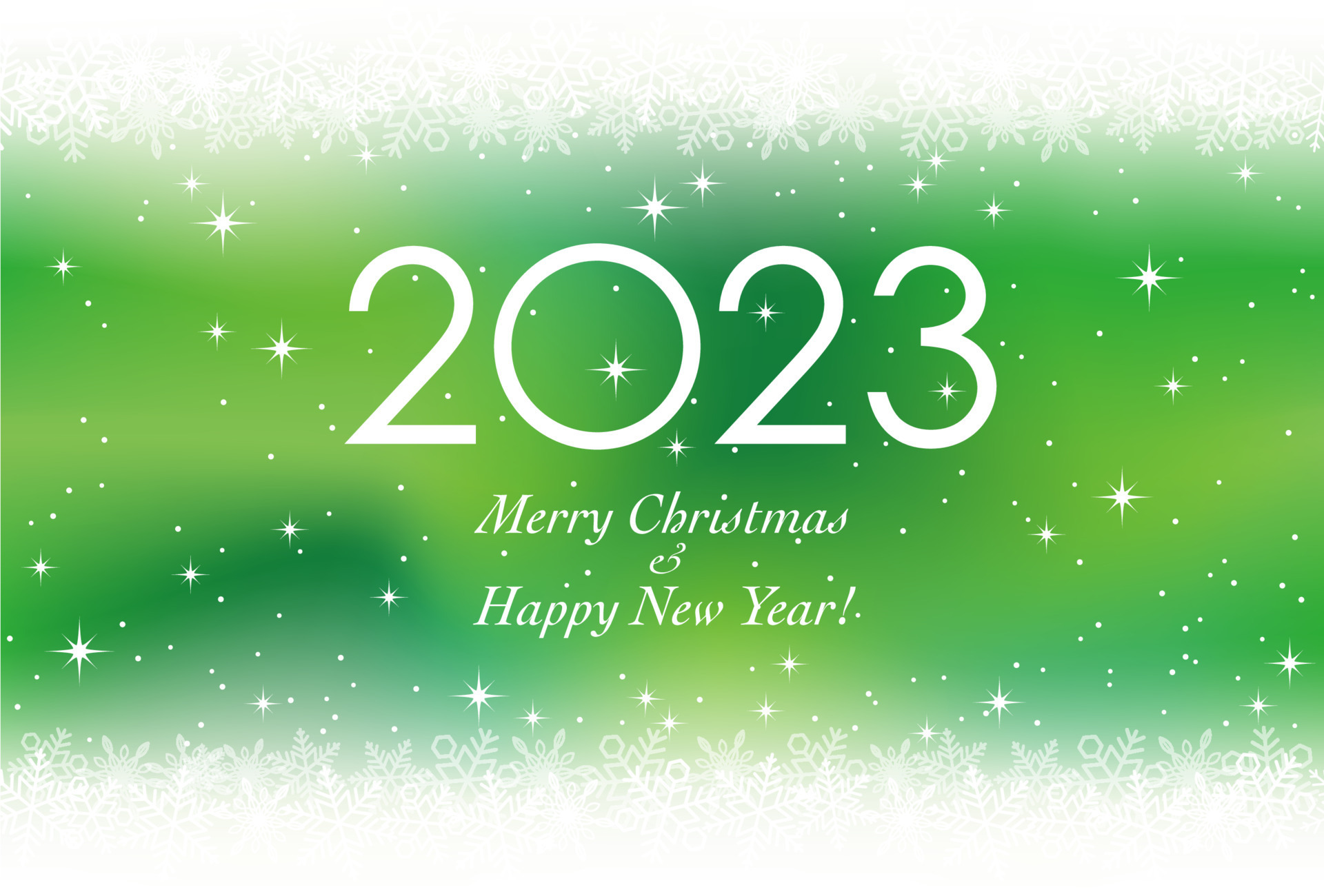 The Year 2023 Christmas And New Years Greeting Card With Snowflakes On A Green  Background. Vector Illustration. 9651486 Vector Art at Vecteezy