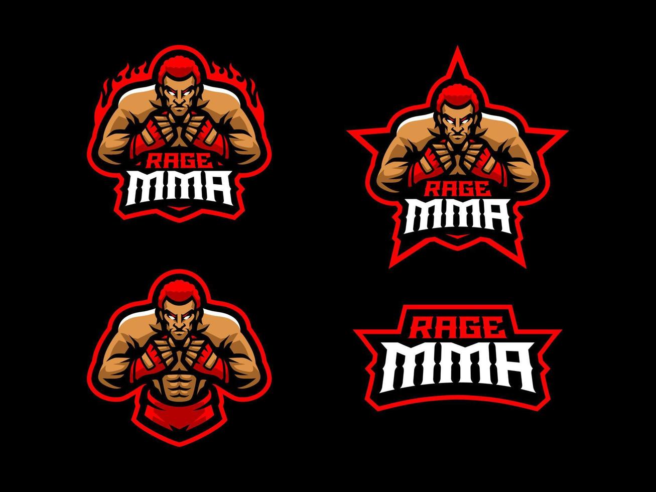 Rage MMA sport logo design vector
