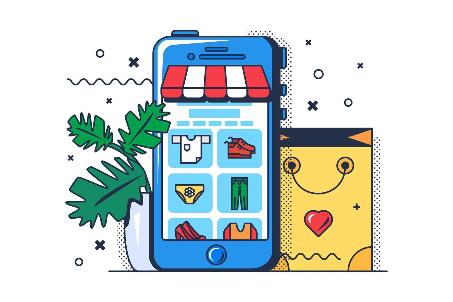 Clothes online marketplace application vector