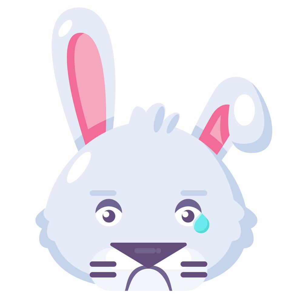 Rabbit crying expression cute facial emoji vector