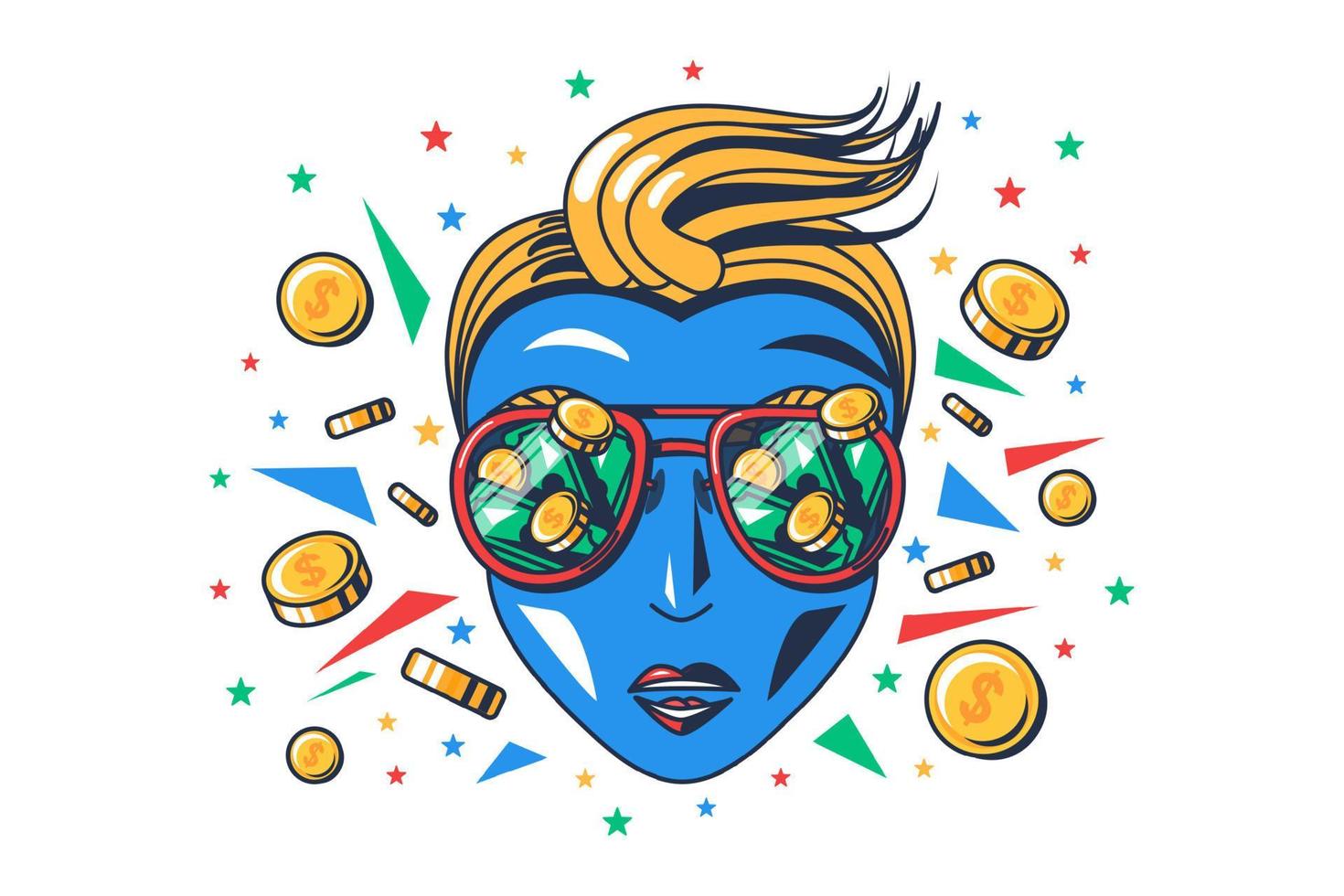 Money excitement and wealth business woman vector