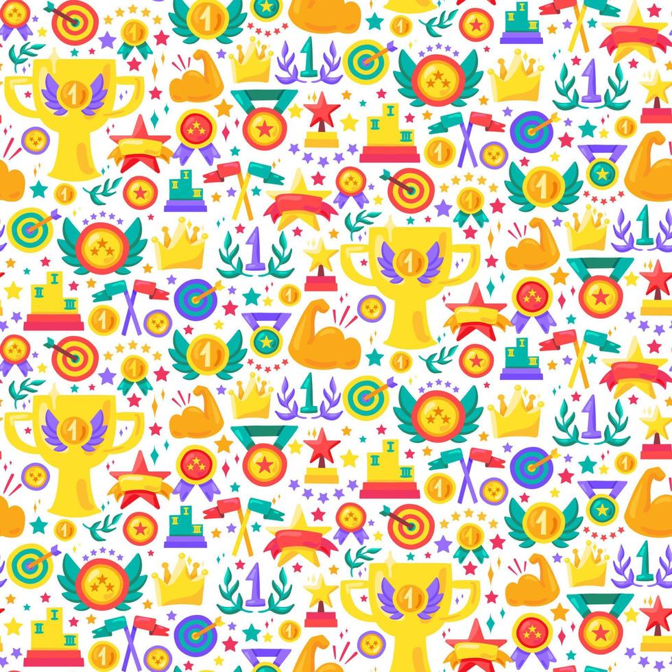 Reward for sport champion seamless pattern vector