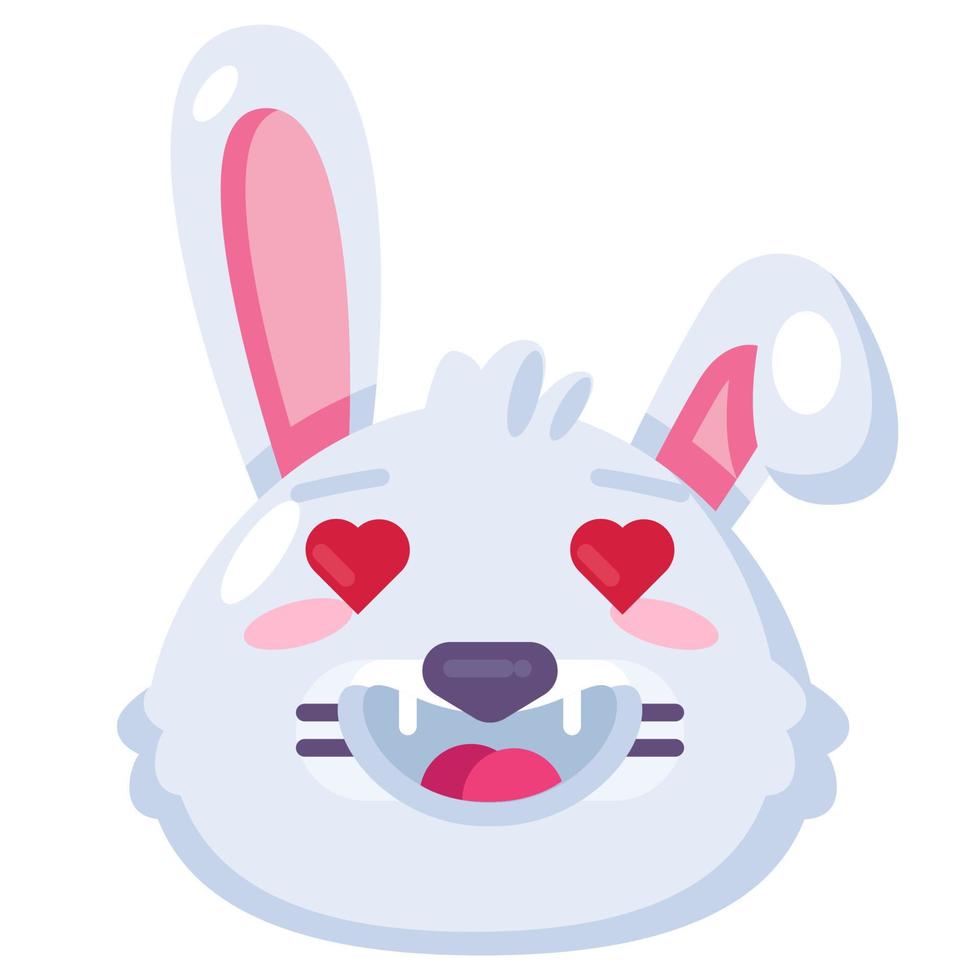 Rabbit with hearts in eyes expression emoji vector