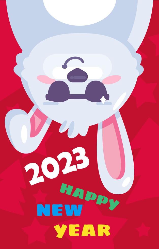 2023 bunny happy new year card banner vector