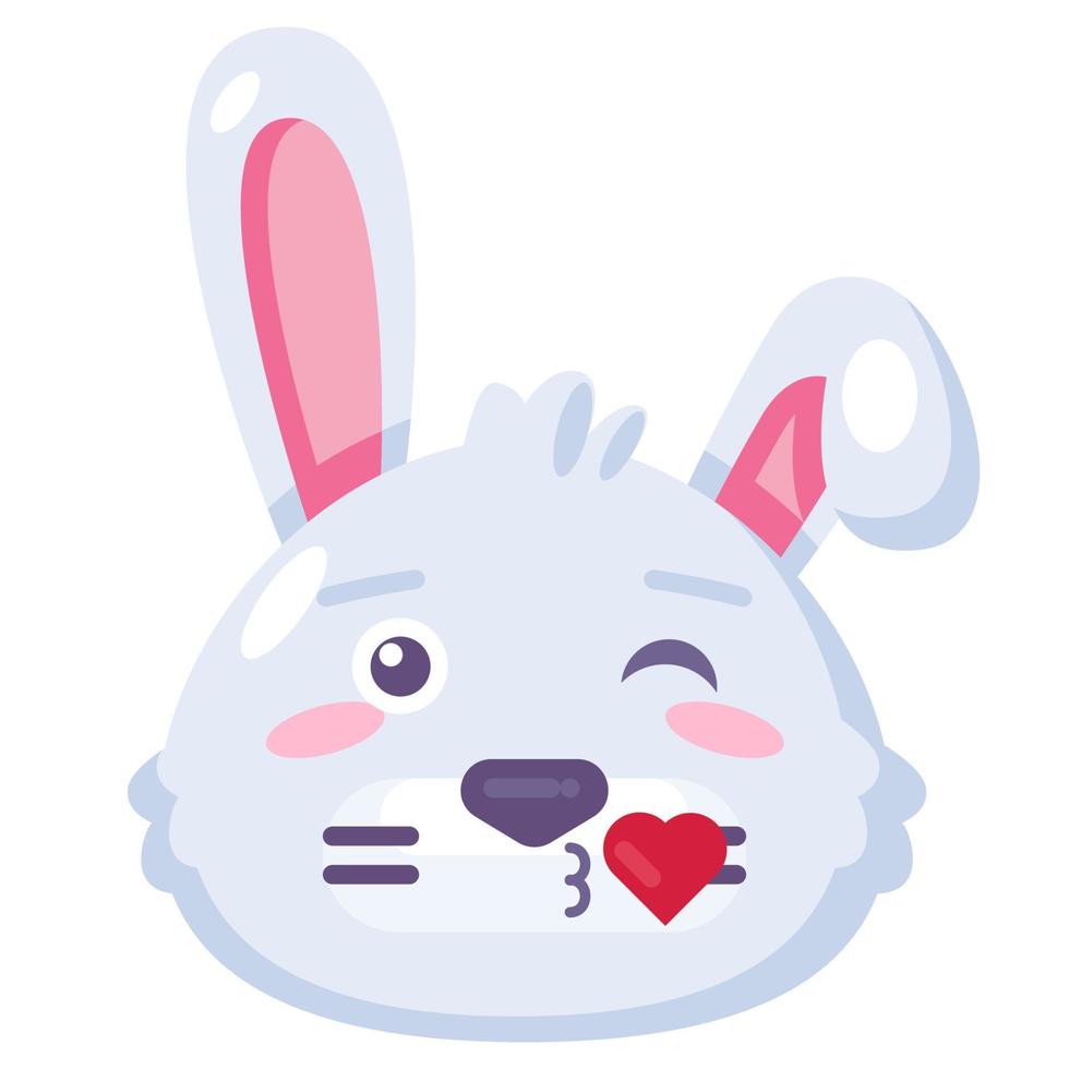 beso de conejito con expresión de corazón vector emoji lindo