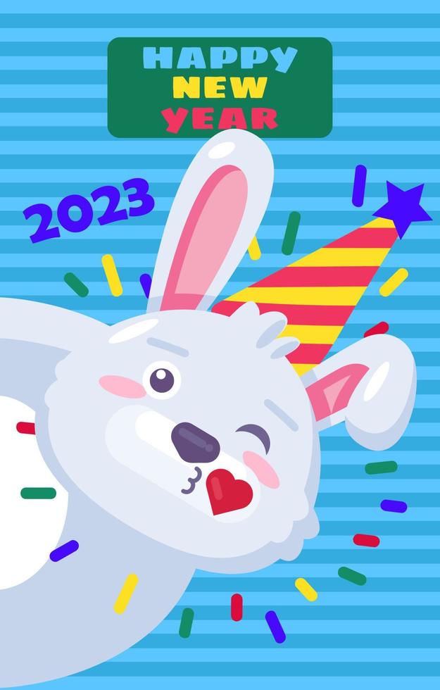 2023 bunny happy new year card banner vector