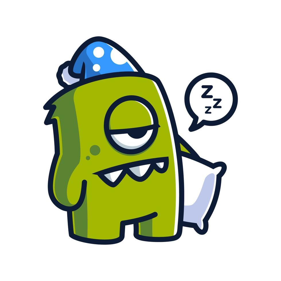 Monster mascot sleepy character concept illustration vector