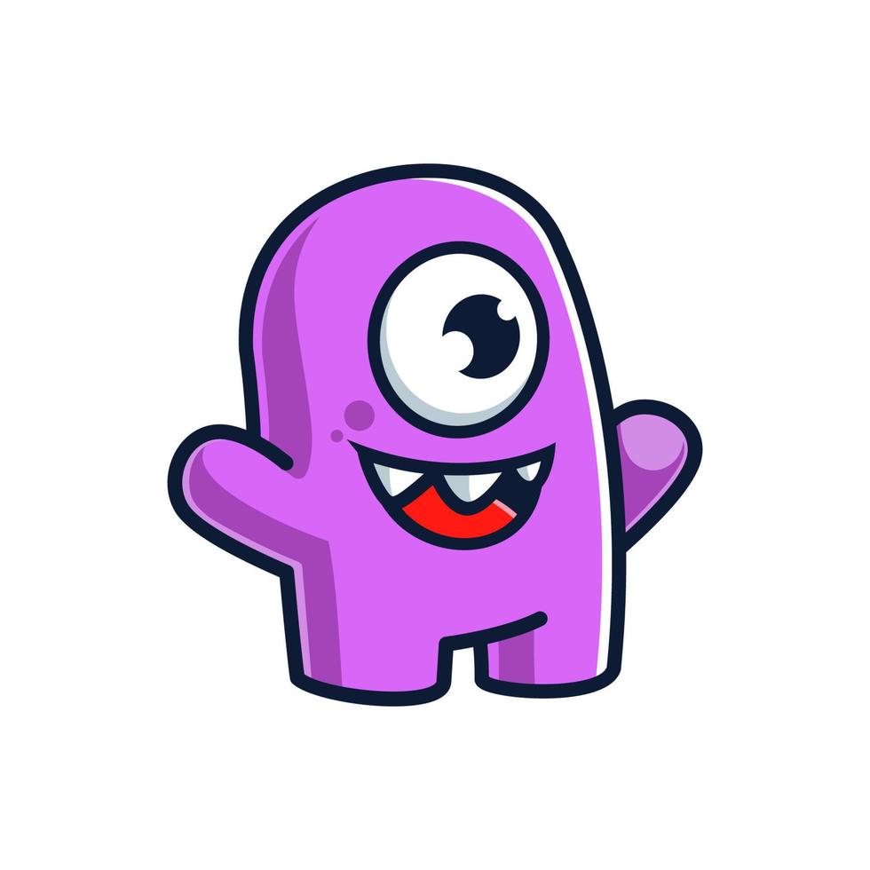 Cute cartoon monster. Illustration of funny monster creature. Halloween mascot design character vector