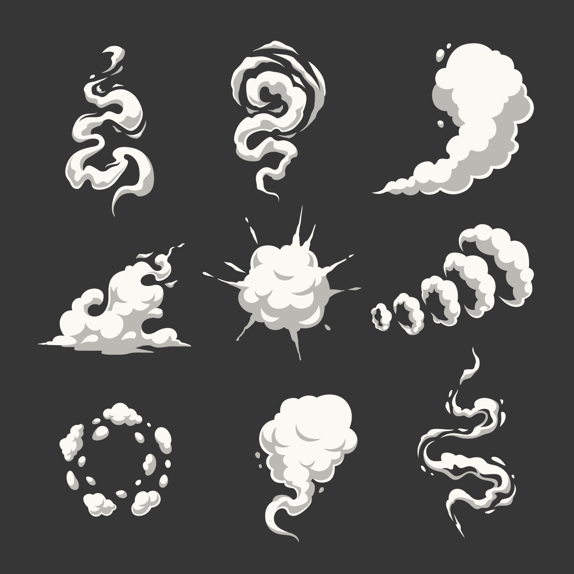 Vector Smoke Set 9651645 Vector Art at Vecteezy