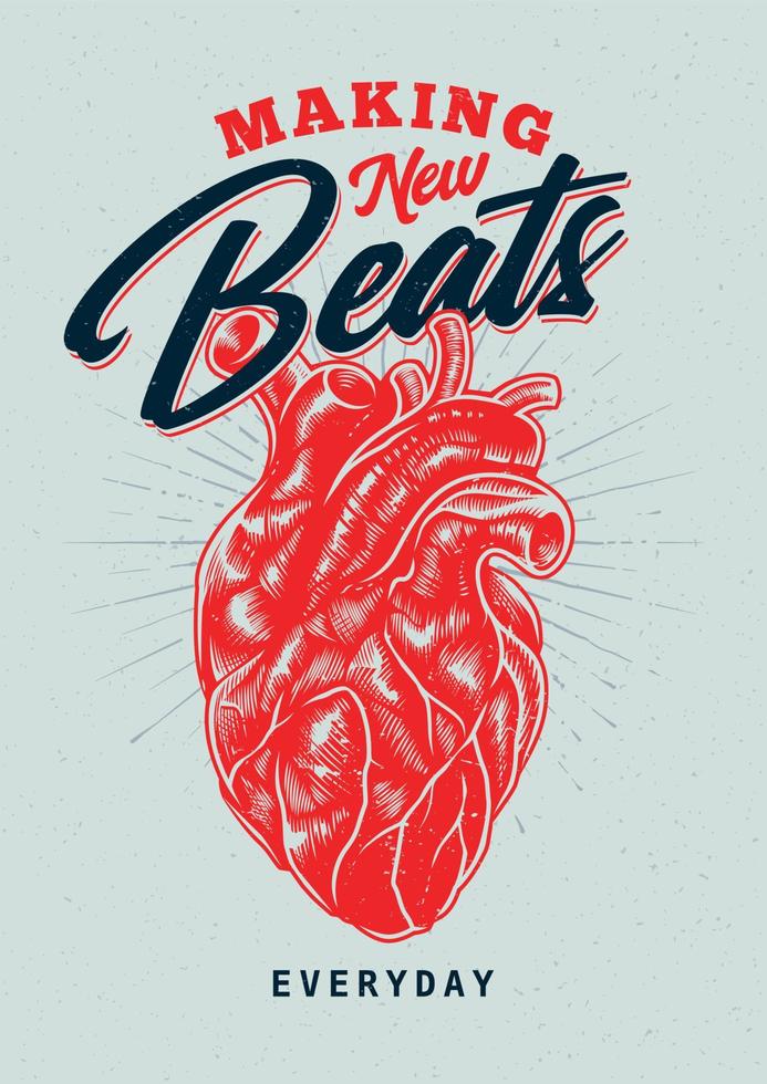 diseño de impresión grunge con corazón vector