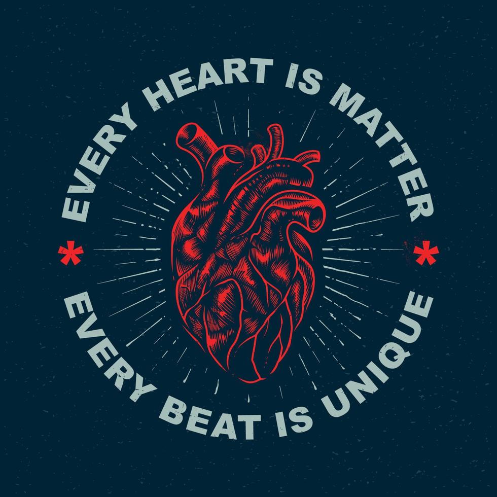 Grunge Print Design With Heart vector