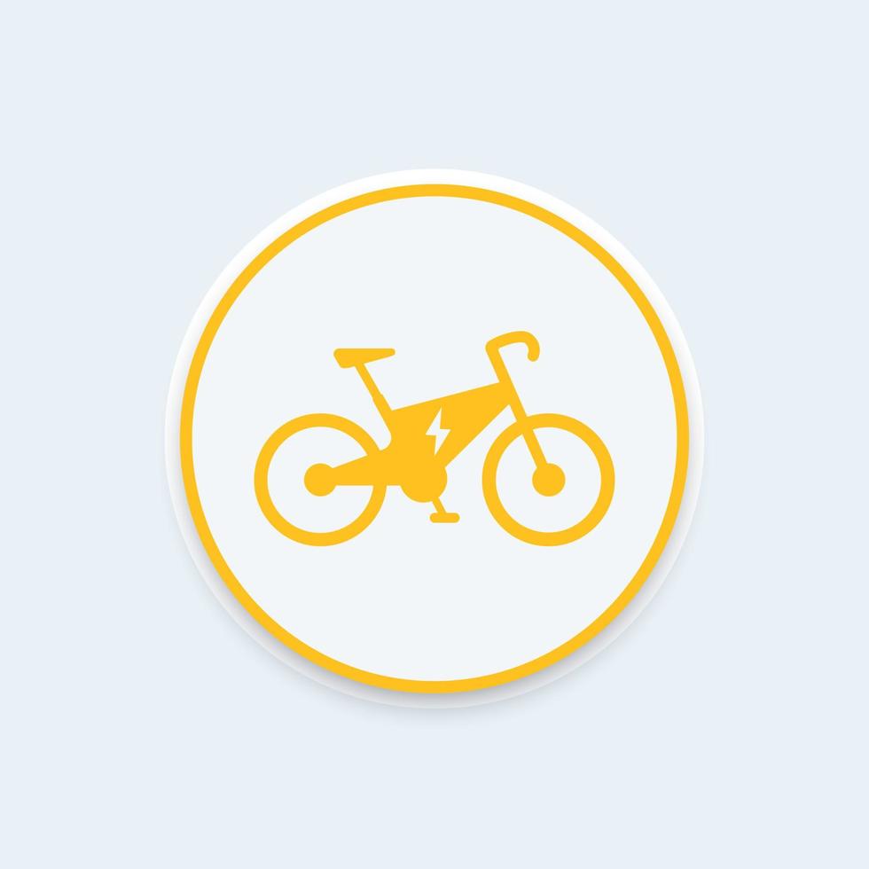 icono de bicicleta eléctrica, transporte ecológico de la ciudad, señal de bicicleta eléctrica, icono redondo, ilustración vectorial vector