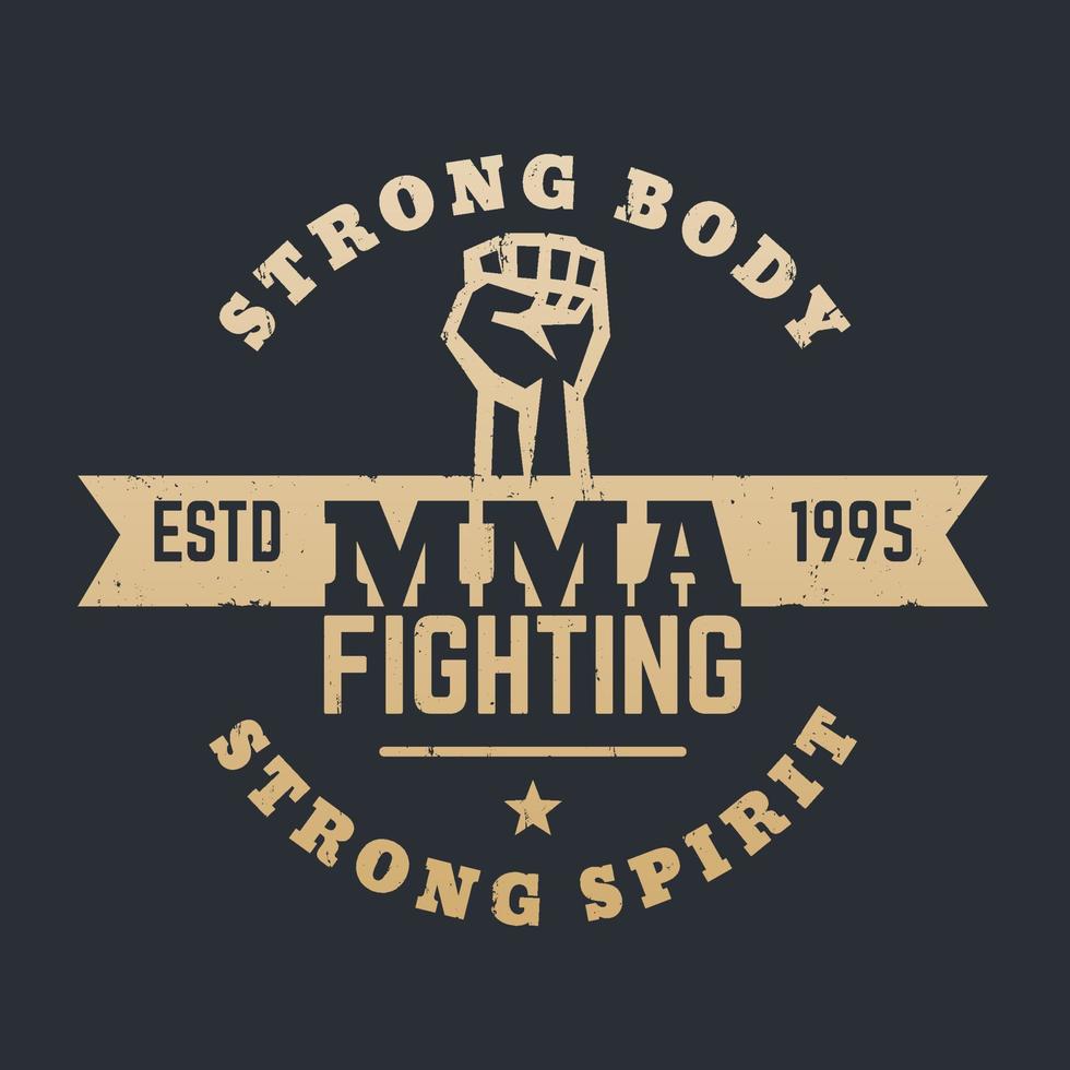 MMA Fighting logo, emblem, gold on black, vector illustration