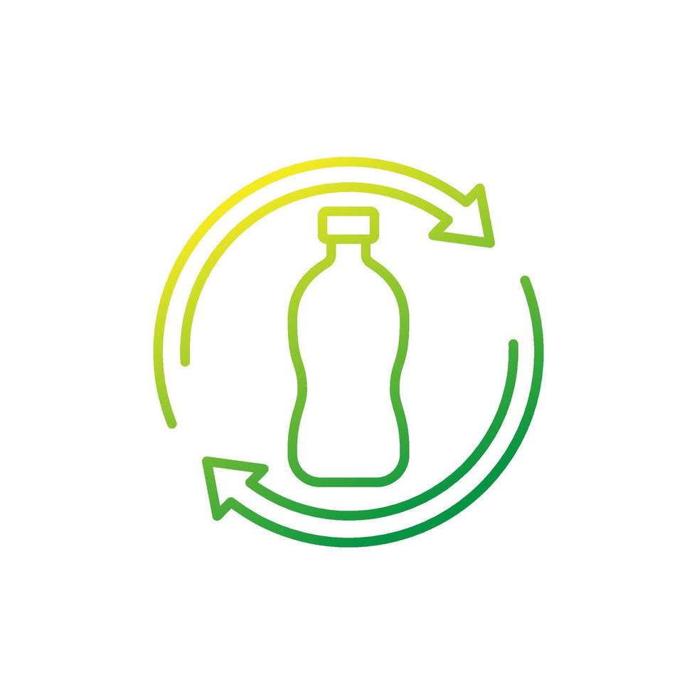 icono de línea de reciclaje de botellas de plástico vector