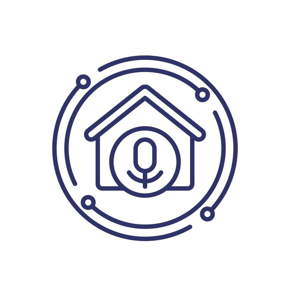 Smart house voice control line icon vector