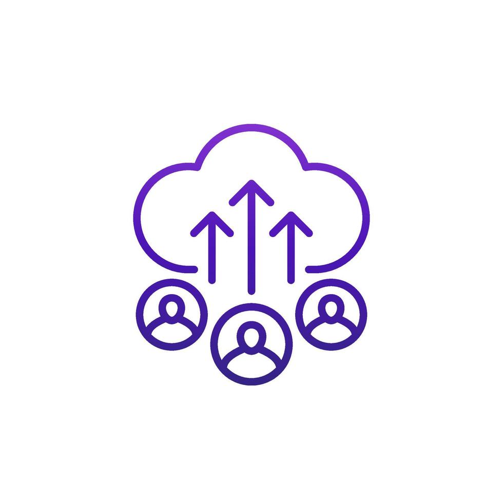 collect user data line icon with cloud vector