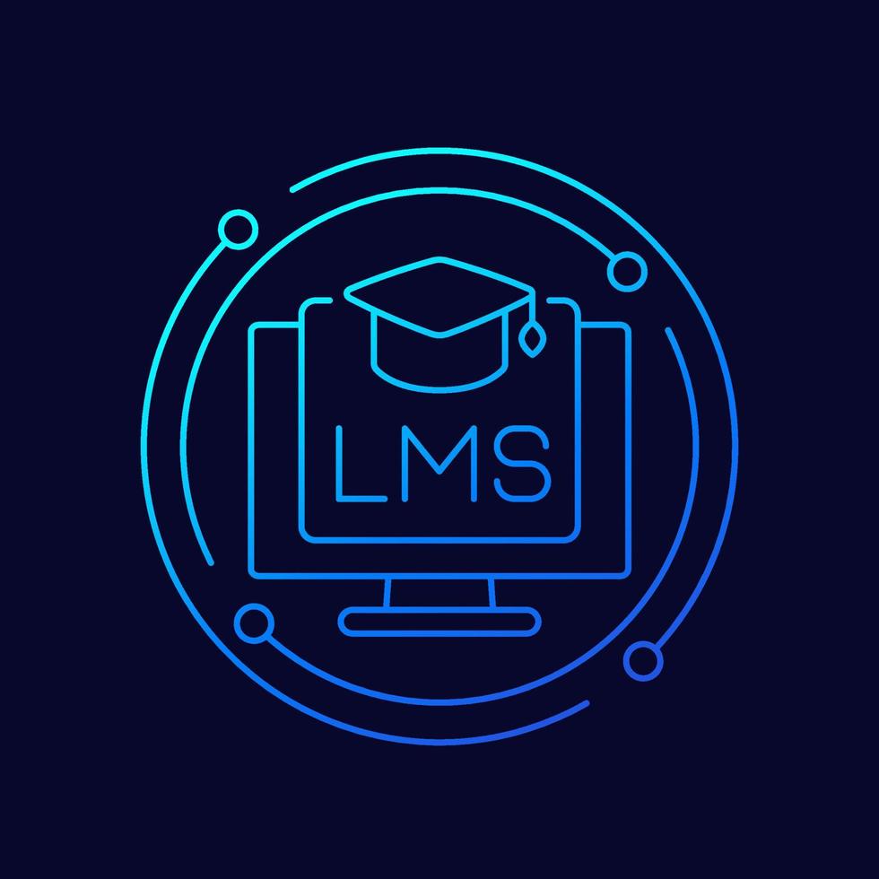 lms, icono de línea delgada del sistema de gestión de aprendizaje vector