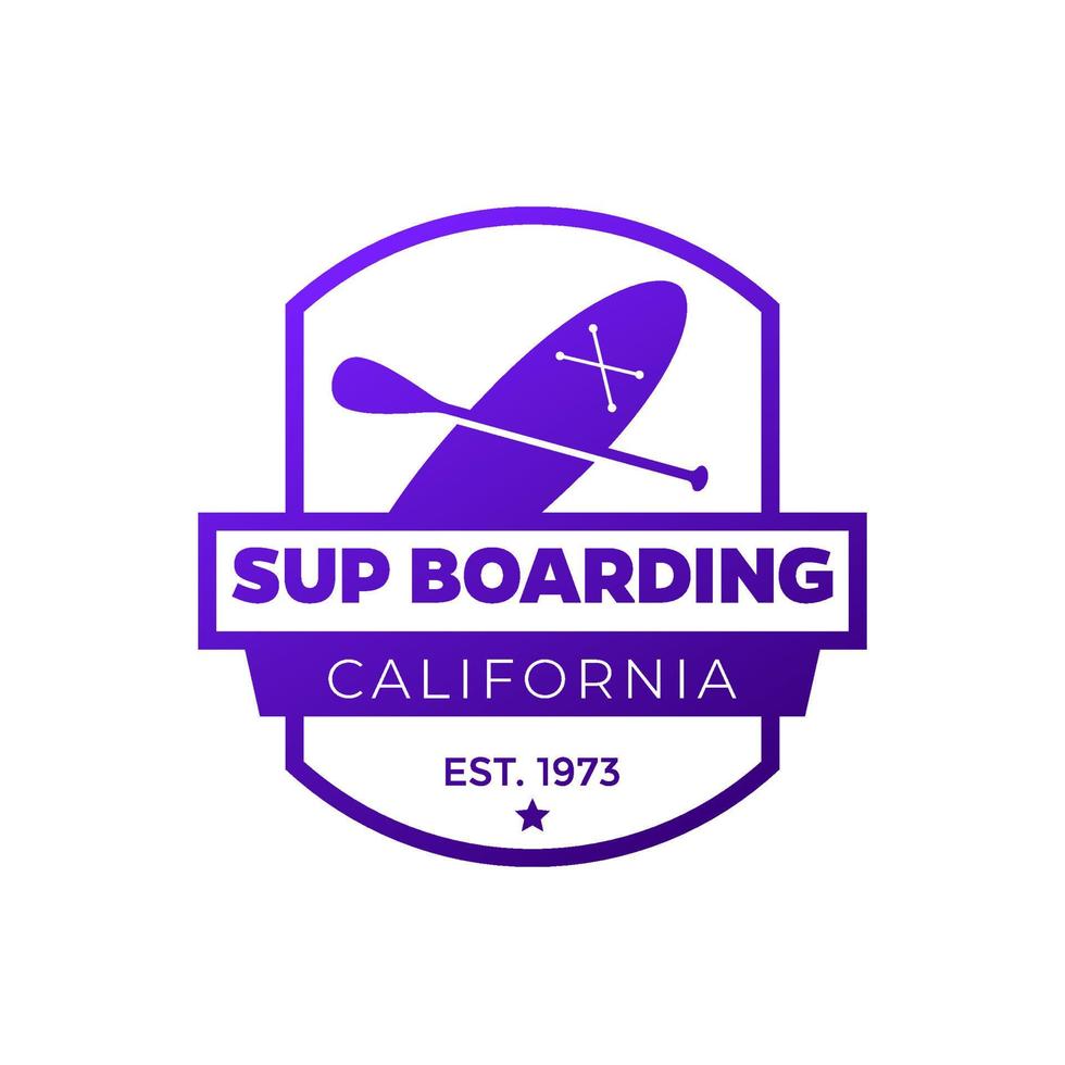 SUP Boarding logo, vector emblem