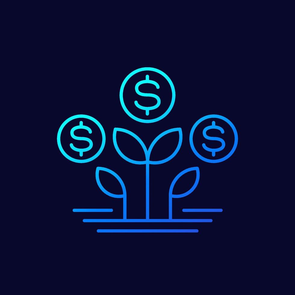 Passive income, growing money line vector icon