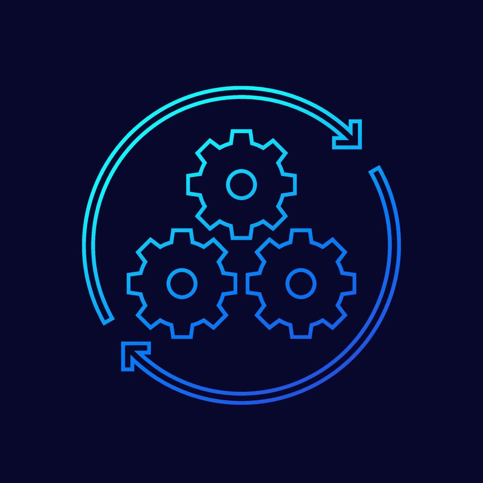 operations, process line icon with gears 9651793 Vector Art at Vecteezy
