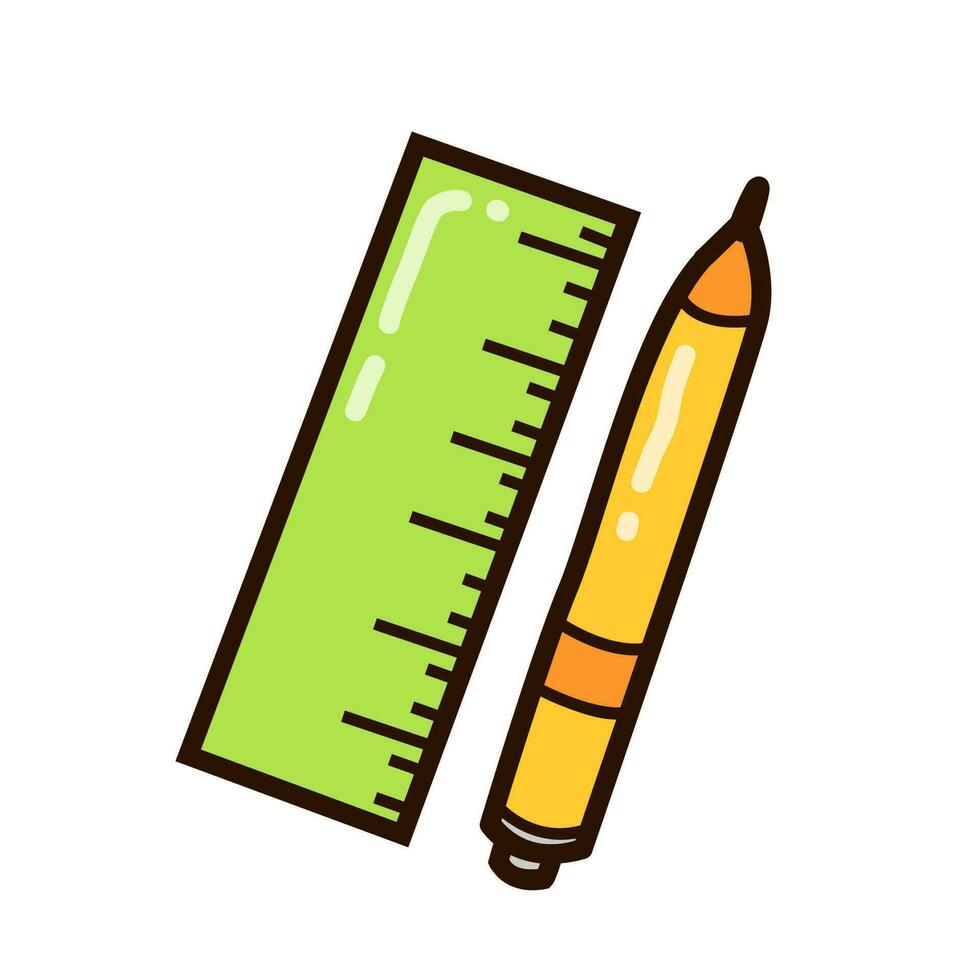 Pencil and ruler vector illustration