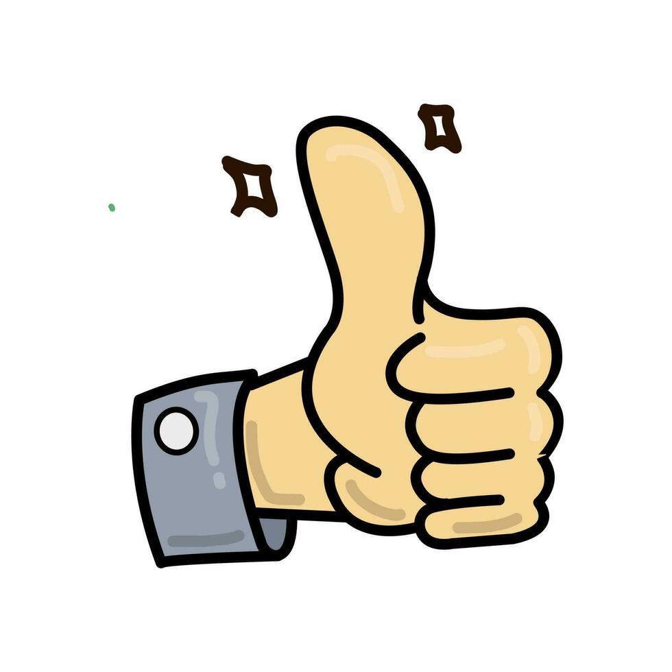 Thumbs up doodle vector, the sign is excellent vector