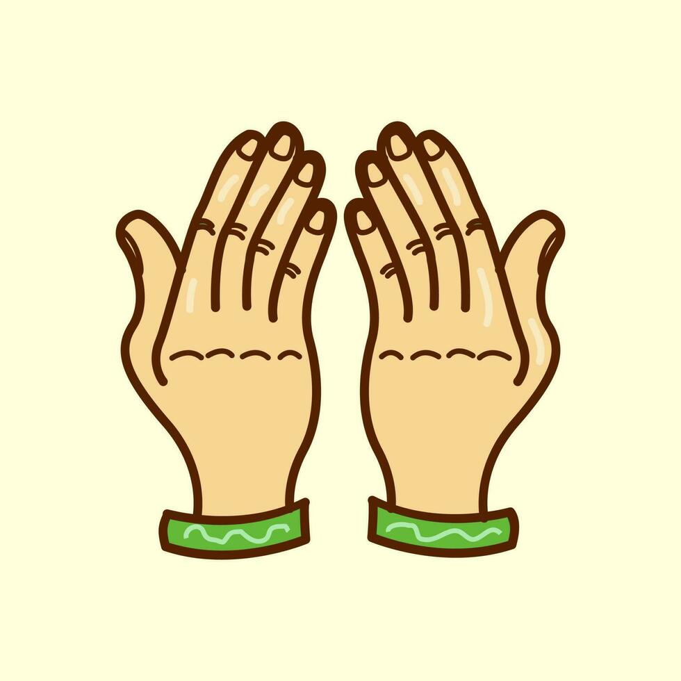 Hand with praying gesture vector illustration