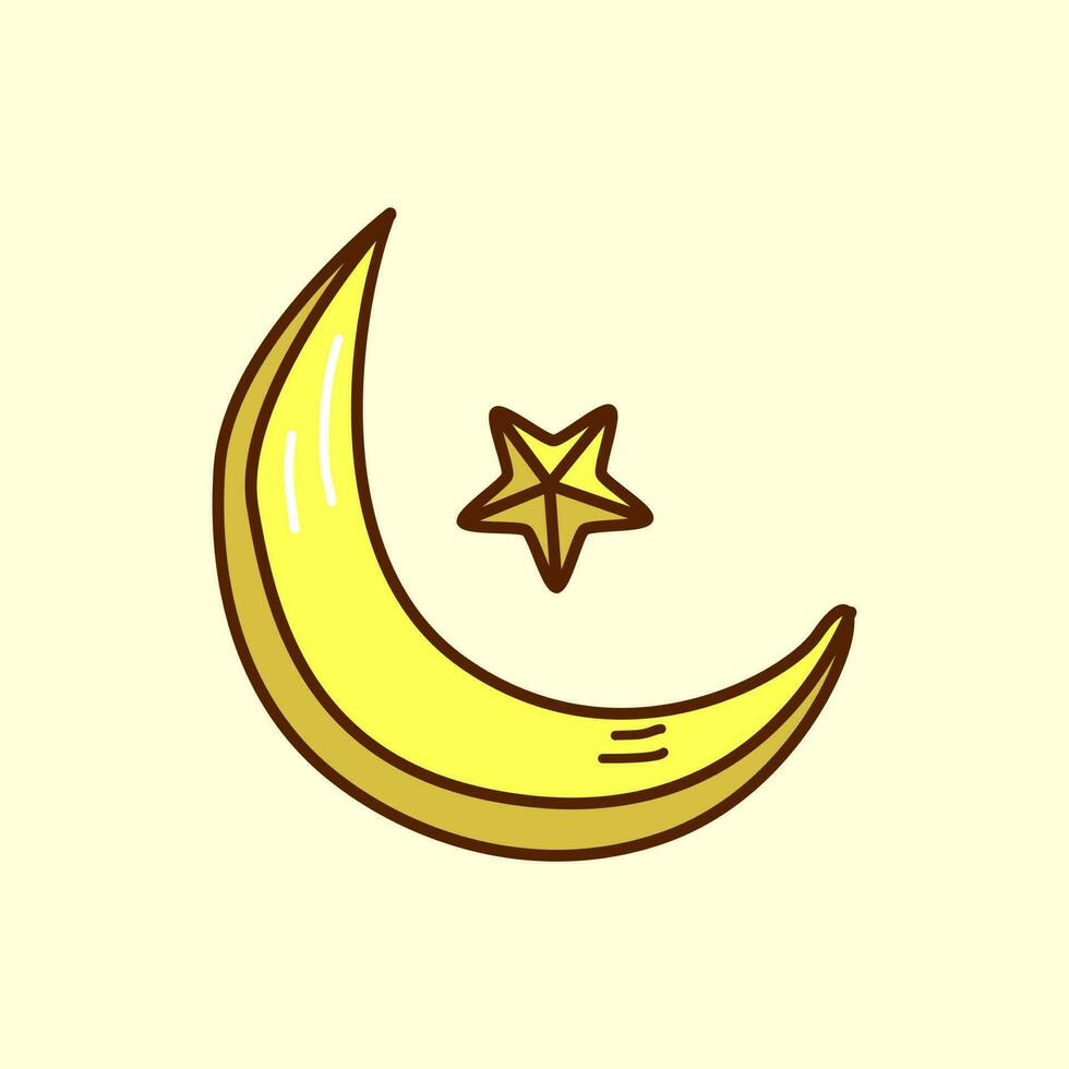 Islamic moon star symbol vector illustration