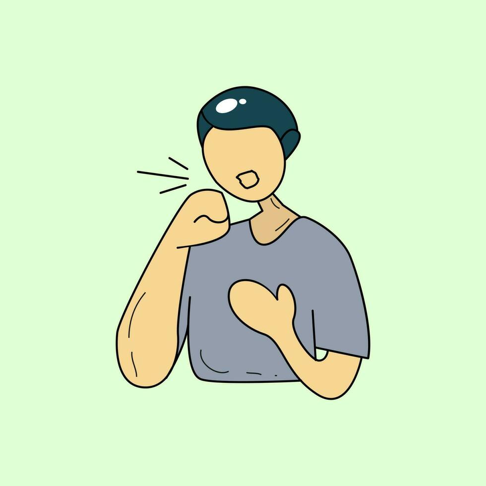 ilustración de una persona tosiendo vector