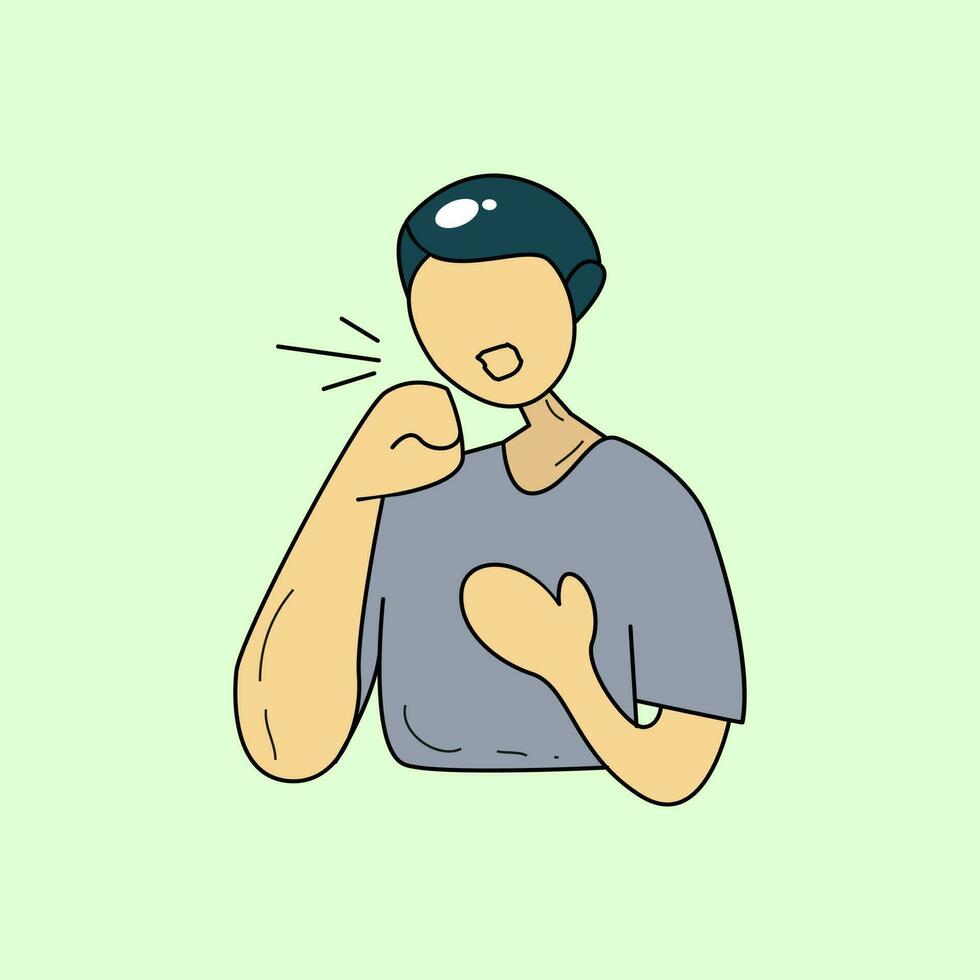 Illustration of a person coughing vector