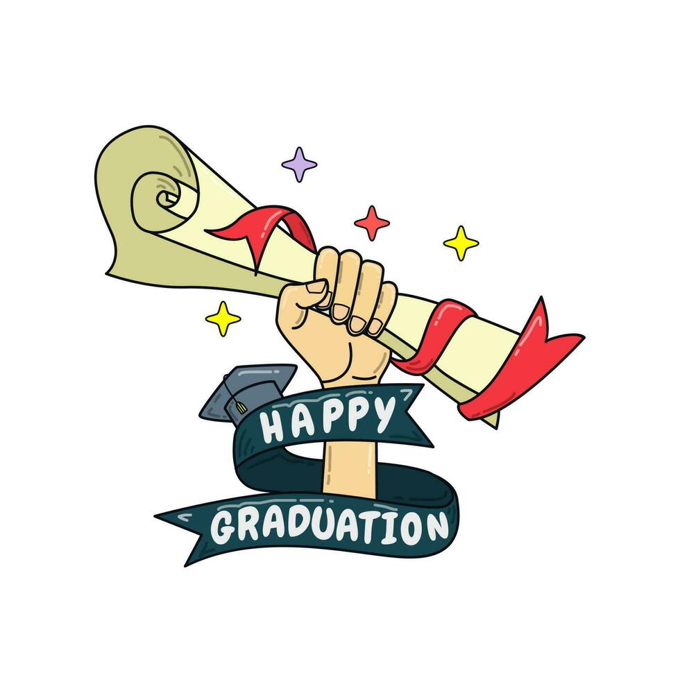 Vector doodle hand holding graduation letter